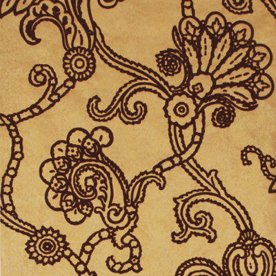 Marquise Damask Flock Gold/Plum by Mulberry Designer Wallcovering