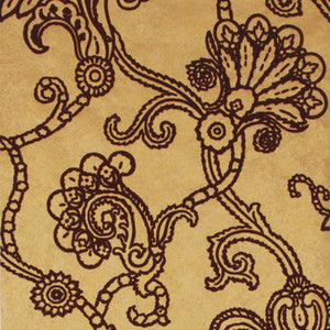 Marquise Damask Flock Gold/Plum by Mulberry Designer Wallcovering