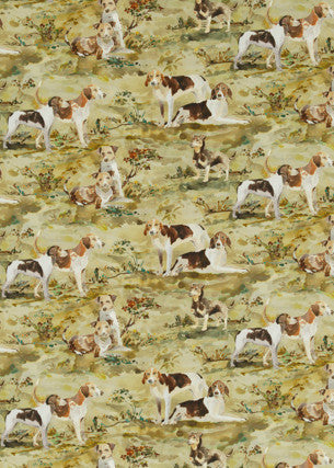 Mulberry Hounds Linen Multi by Mulberry Designer Fabric
