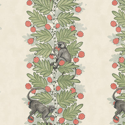 Acacia Green & Coral Berries by Cole & Son Designer Wallcovering