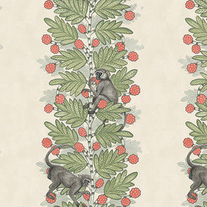 Acacia Green & Coral Berries by Cole & Son Designer Wallcovering