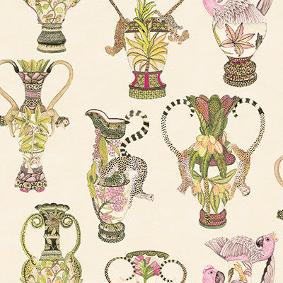 Khulu Vases Cream & Multi by Cole & Son Designer Wallcovering