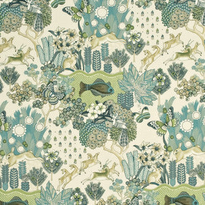 Glendale Teal/Leaf by Mulberry Designer Fabric