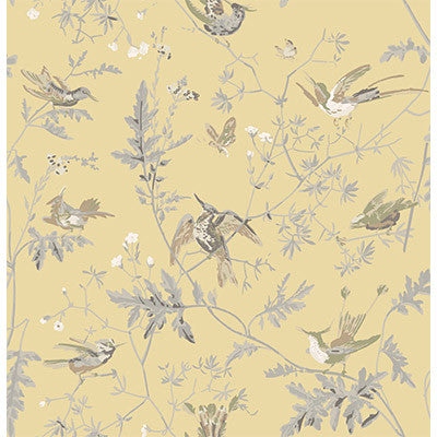 Hummingbirds Gld/Sft Grey by Cole & Son Designer Fabric