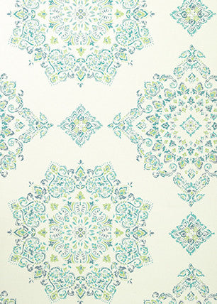 Parvani Teal/Lime by Baker Lifestyle Designer Wallcovering