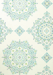Parvani Teal/Lime by Baker Lifestyle Designer Wallcovering