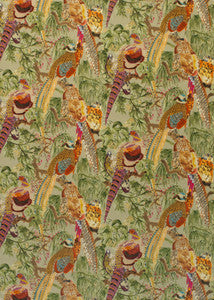 Game Birds Velvet Fig/Multi by Mulberry Designer Fabric