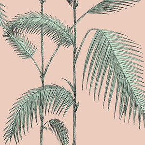 Palm Leaves Plaster Pink/Mint by Cole & Son Designer Wallcovering