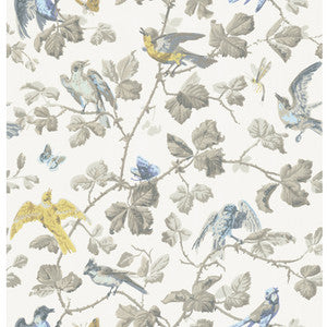 Winter Birds Yellow & Grey by Cole & Son Designer Wallcovering