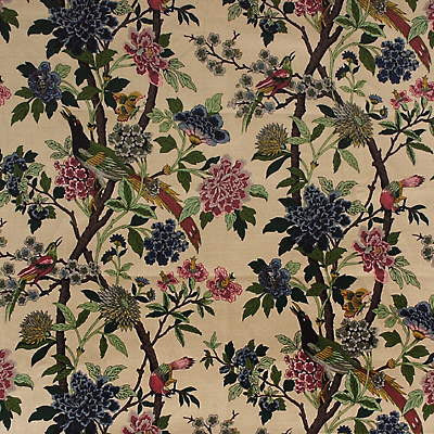 Hydrangea Bird Rose/Biscuit by G P & J Baker Designer Fabric