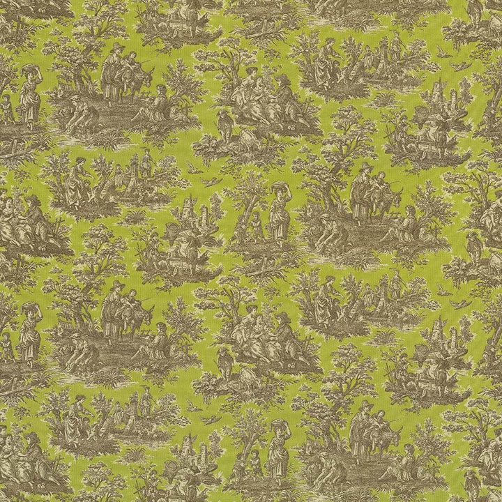 Arcadia Toile Creme De Menthe  by Kasmir Designer Fabric 1420 90% Cotton
5% Flax
5% Rayon
 USA 15,000 Wyzenbeek Double Rubs Horizontal: 27 inches and Vertical: 27 inches 54  - Swanky Fabrics -