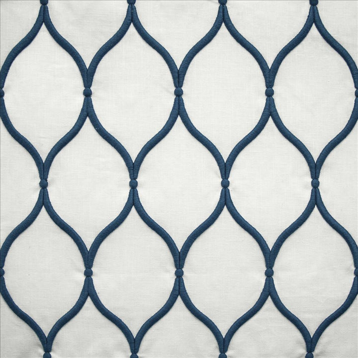 Ashbury Ogee Navy  by Kasmir Designer Fabric 1458 55% Cotton
40% Polyester
5% Linen
 INDIA 50,000 Wyzenbeek Double Rubs Horizontal: 4 inches and Vertical: 7 6/8 inches 54  - Swanky Fabrics -