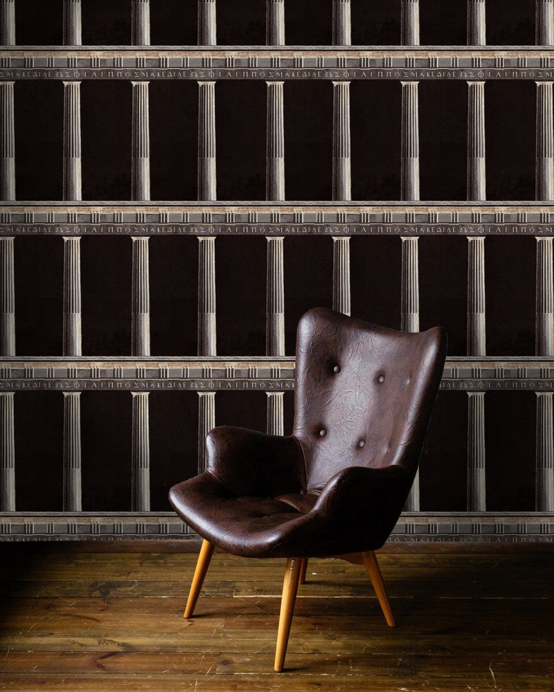 Mind The Gap Wallpaper ATHENA Anthracite (WP20212) | WP20212 | PREMIUM DESIGNER WALLPAPER COLLECTION | 3 rolls x 20.5 x 118.1 in | 0.52m / 20.5in | 3m / 118in | 4.65mp | 60cm / 23.6in | Black, Brown, Taupe | Non-woven | Paste the wall | 3-rolls in a box | Fabric Carolina | https://www.fabriccarolina.com/