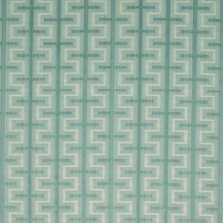 Athenia Fretwork Aquamarine by Kasmir Designer Fabric 1398 52% Rayon 48% Polyester CHINA 60,000 Wyzenbeek Double Rubs Horizontal: 7 4/8 inches and Vertical: 3 2/8 inches 58 - Swanky Fabrics -