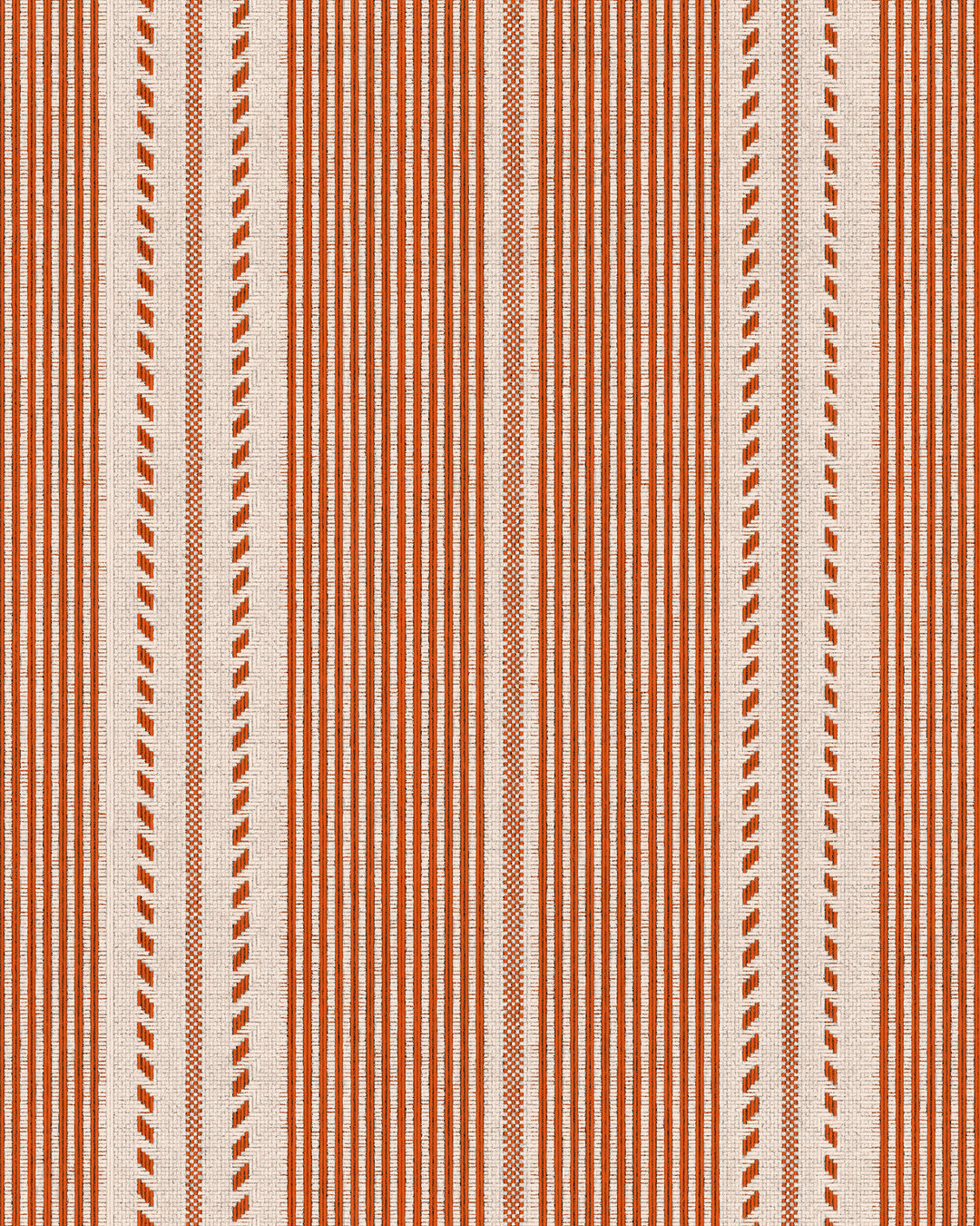 BERBER STRIPES Rouge Wallpaper (WP20756) by Mind The Gap | WP20756 | TALES OF MAGHREB | 1 roll x 52x900 cm / 20.47x354.33in | 0.52m / 20.5in | 9m / 354in | 4.68sqm / 50sq ft | 52cm / 20.5in | Taupe, Orange | Non-woven Textured | Paste the wall | 1-roll in a box | Fabric Carolina | https://www.fabriccarolina.com/