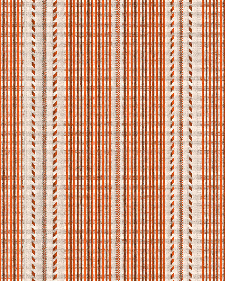 BERBER STRIPES Rouge Wallpaper (WP20756) by Mind The Gap | WP20756 | TALES OF MAGHREB | 1 roll x 52x900 cm / 20.47x354.33in | 0.52m / 20.5in | 9m / 354in | 4.68sqm / 50sq ft | 52cm / 20.5in | Taupe, Orange | Non-woven Textured | Paste the wall | 1-roll in a box | Fabric Carolina | https://www.fabriccarolina.com/