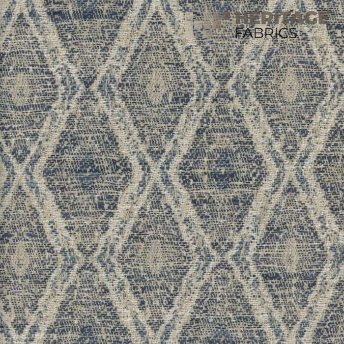 Barani Indigo by Heritage Designer Fabric - 100% Polyester India 33,000 Horizontal: 3.75" and Vertical: 4.75" 54" - Swanky Fabrics -