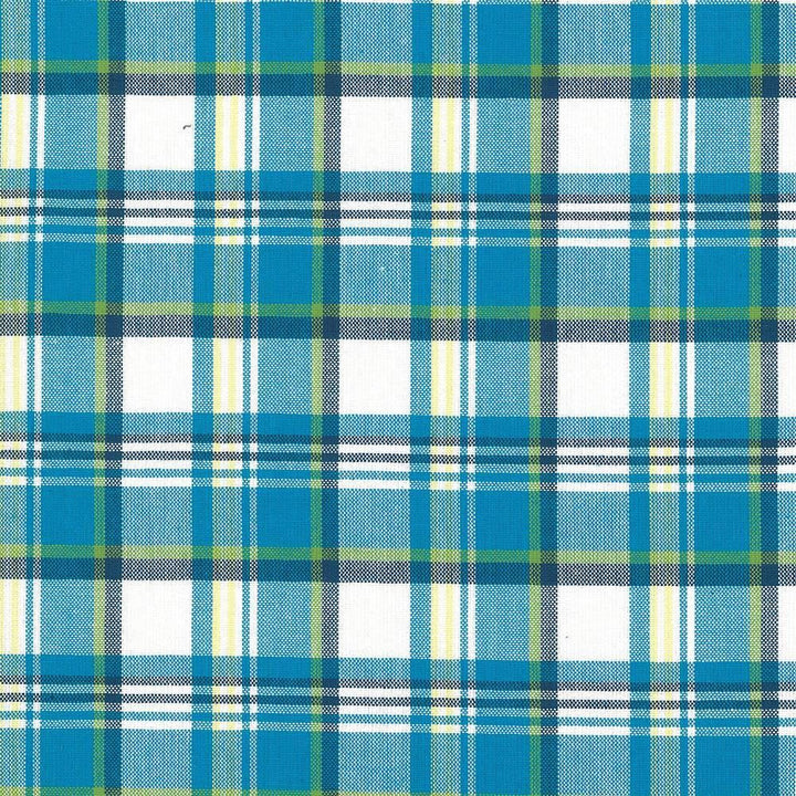 Bardwell Plaid Mediterranean  by Kasmir Designer Fabric 5073 100% Cotton
 INDIA 30,000 Wyzenbeek Double Rubs Horizontal: 3 inches and Vertical: 3 inches 54  - Swanky Fabrics -