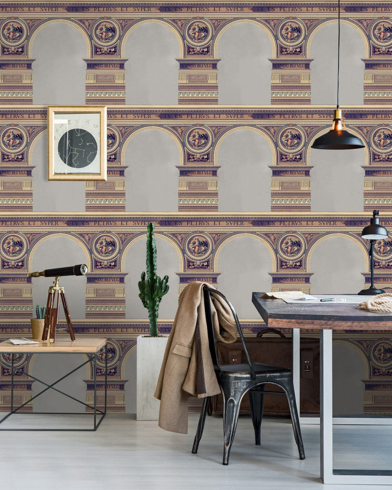 Mind The Gap Wallpaper BASILIQUE Brass (WP20222) | WP20222 | PREMIUM DESIGNER WALLPAPER COLLECTION | 3 rolls x 20.5 x 118.1 in | 0.52m / 20.5in | 3m / 118in | 4.65mp | 60cm / 23.6in | Brass, Grey, Taupe | Non-woven | Paste the wall | 3-rolls in a box | Fabric Carolina | https://www.fabriccarolina.com/