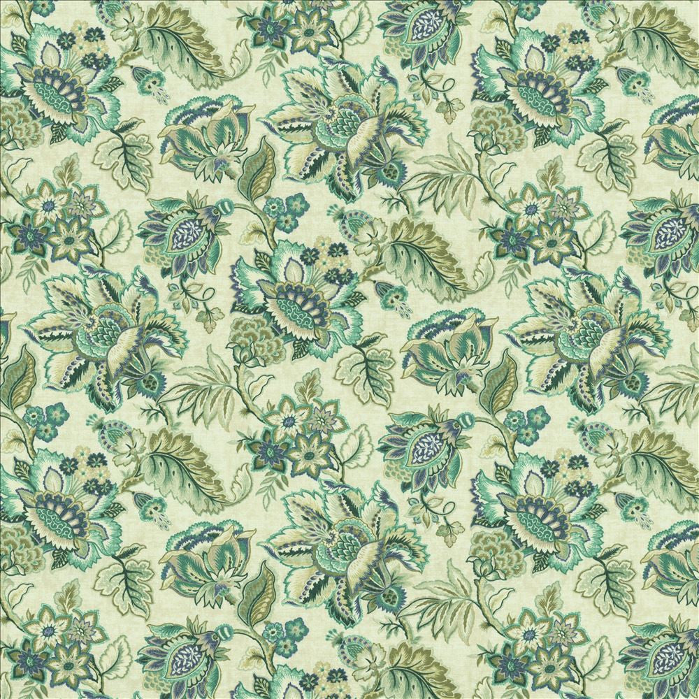 Bay Garden Seafoam by Kasmir Designer Fabric 5154 100% Cotton SOUTH KOREA 50,000 Wyzenbeek Double Rubs Horizontal: 27 inches and Vertical: 27 inches 54 - Swanky Fabrics -
