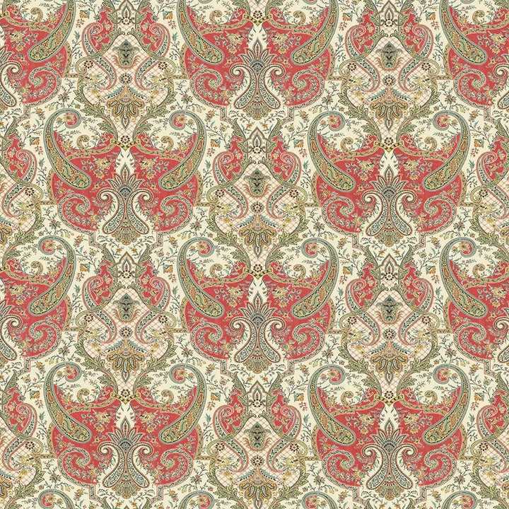 Beaudelaire Radish by Kasmir Designer Fabric 5063 100% Cotton PERU 42,000 Wyzenbeek Double Rubs Horizontal: 27 inches and Vertical: 27 inches 54 - Swanky Fabrics -
