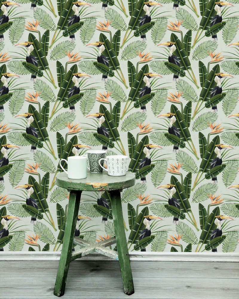 Mind The Gap Wallpaper BIRDS OF PARADISE Wallpaper (WP20092) | WP20092 | WALLPAPER DESIGNER COLLECTION | 3 rolls x 20.5 x 118.1 in | 0.52m / 20.5in | 3m / 118in | 4.65mp | 52cm / 20.5in | Black, Green, Orange | Non-woven | Paste the wall | 3-rolls in a box | Fabric Carolina | https://www.fabriccarolina.com/