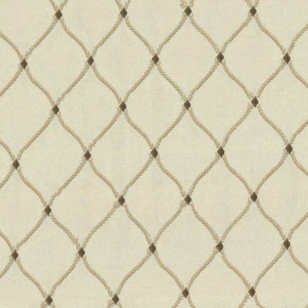Bluffton Ecru by Kasmir Designer Fabric 1437 100% Polyester
Embroidery
100% Rayon
 INDIA </p><p>Repeat: Horizontal: 4 2/8 inches and Vertical: 6 1/8 inches 51 - 55 - Swanky Fabrics -