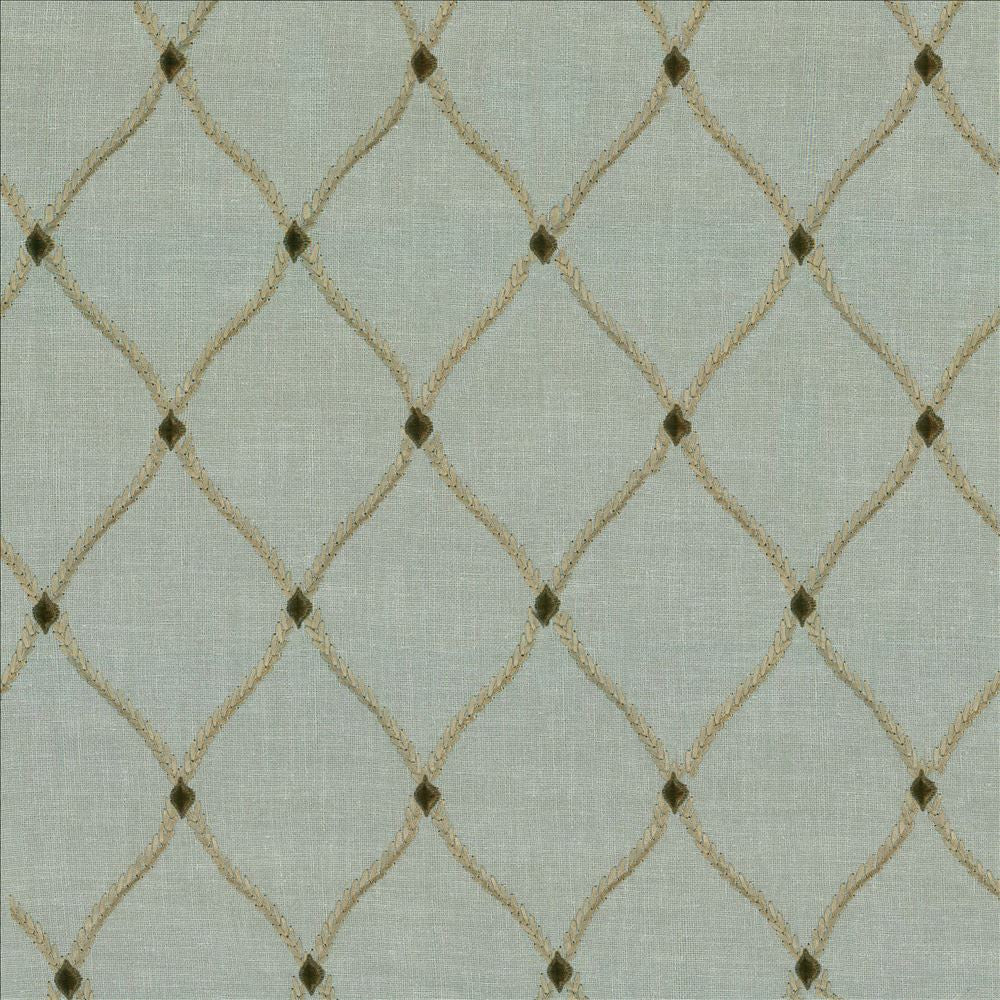 Bluffton Porcelain by Kasmir Designer Fabric 1441 100% Polyester Embroidery 100% Rayon INDIA 15,000 Wyzenbeek Double Rubs Horizontal: 4 2/8 inches and Vertical: 6 1/8 inches 51 - 55 - Swanky Fabrics -