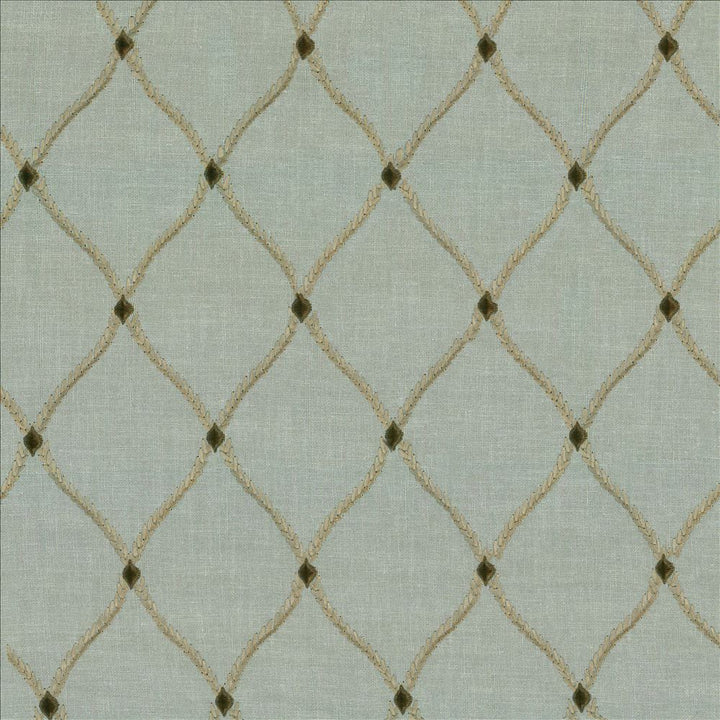 Bluffton Porcelain by Kasmir Designer Fabric 1441 100% Polyester Embroidery 100% Rayon INDIA 15,000 Wyzenbeek Double Rubs Horizontal: 4 2/8 inches and Vertical: 6 1/8 inches 51 - 55 - Swanky Fabrics -