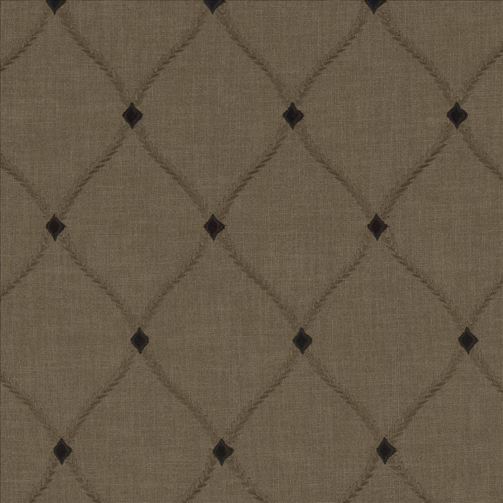 Bluffton Walnut by Kasmir Designer Fabric 1438 100% Polyester Embroidery 100% Rayon INDIA 15,000 Wyzenbeek Double Rubs Horizontal: 4 2/8 inches and Vertical: 6 1/8 inches 51 - 55 - Swanky Fabrics -