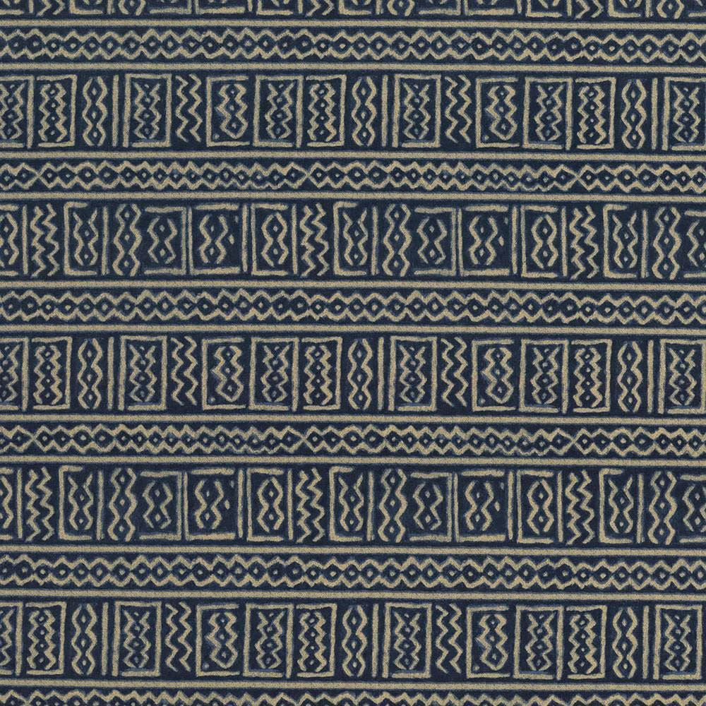 Bogolanfini Indigo by Kasmir Designer Fabric 5065 100% Cotton TURKMENISTAN 15,000 Wyzenbeek Double Rubs Horizontal: 13 4/8 inches and Vertical: 13 4/8 inches 54 - 55 - Swanky Fabrics -