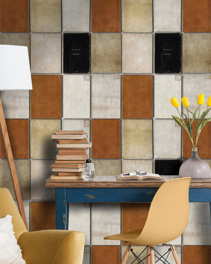 Book Covers Premium Wallpaper by Mind the Gap Designer Wallpaper WALLPAPER DESIGNER COLLECTION Non-woven Made in Europe Paste the wall 3 rolls x 20.5 x 3.25 yards - Swanky Fabrics -