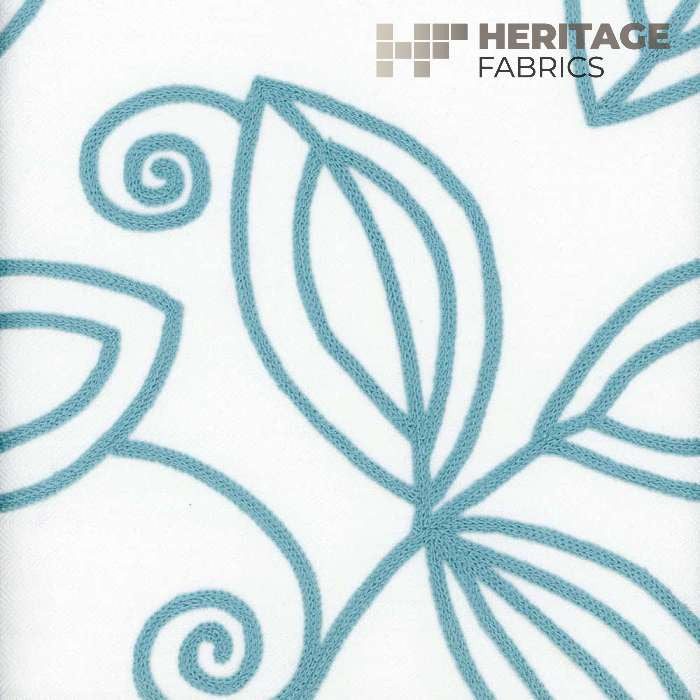 Botanique Turquoise by Heritage Designer Fabric - 100% Polyester India 12,000 Horizontal: 18" and Vertical: 9.5" 54" - Swanky Fabrics -