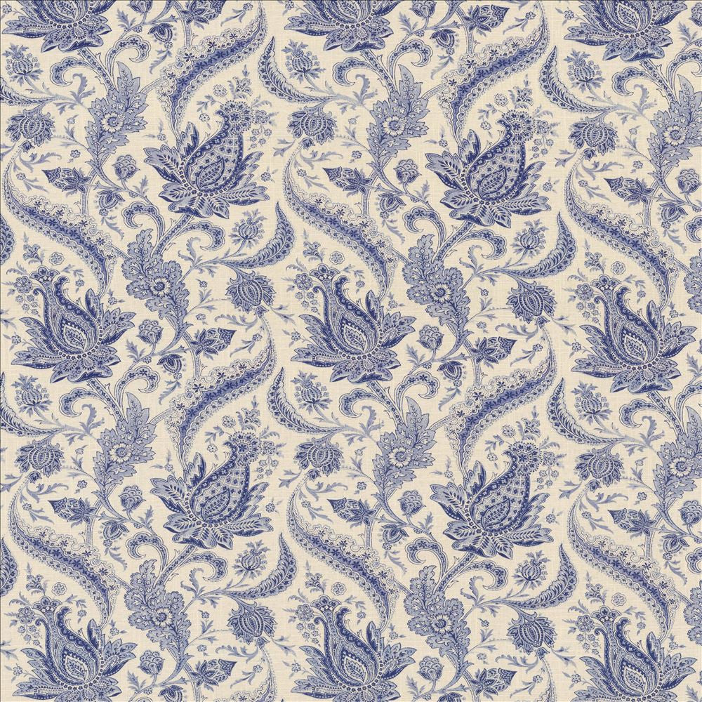 Botticelli Ocean by Kasmir Designer Fabric 5065 55% Linen
45% Rayon
 CHINA </p><p>Repeat: Horizontal: 13 4/8 inches and Vertical: 18 inches 54 - 55 - Swanky Fabrics -
