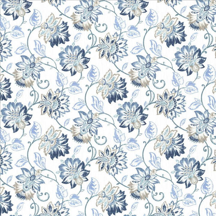 Brookmere Blue by Kasmir Designer Fabric 5081 100% Cotton
 INDIA 3,000 Wyzenbeek Double Rubs </p><p>Repeat: Horizontal: 18 inches and Vertical: 18 2/8 inches 54 - Swanky Fabrics -