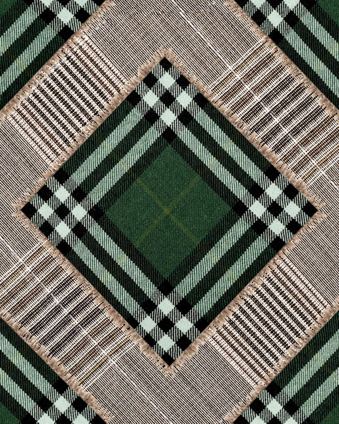 Checkered Patchwork British Green wallpaper by Mind the Gap (WP20389), swatch
