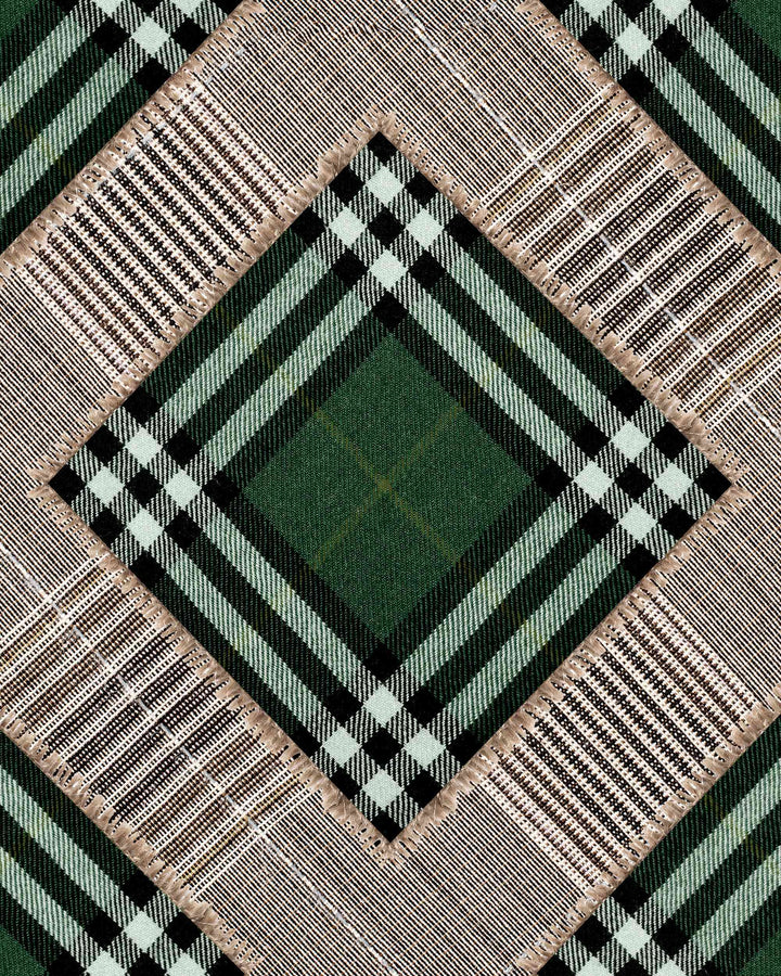 Checkered Patchwork British Green wallpaper by Mind the Gap (WP20389), swatch