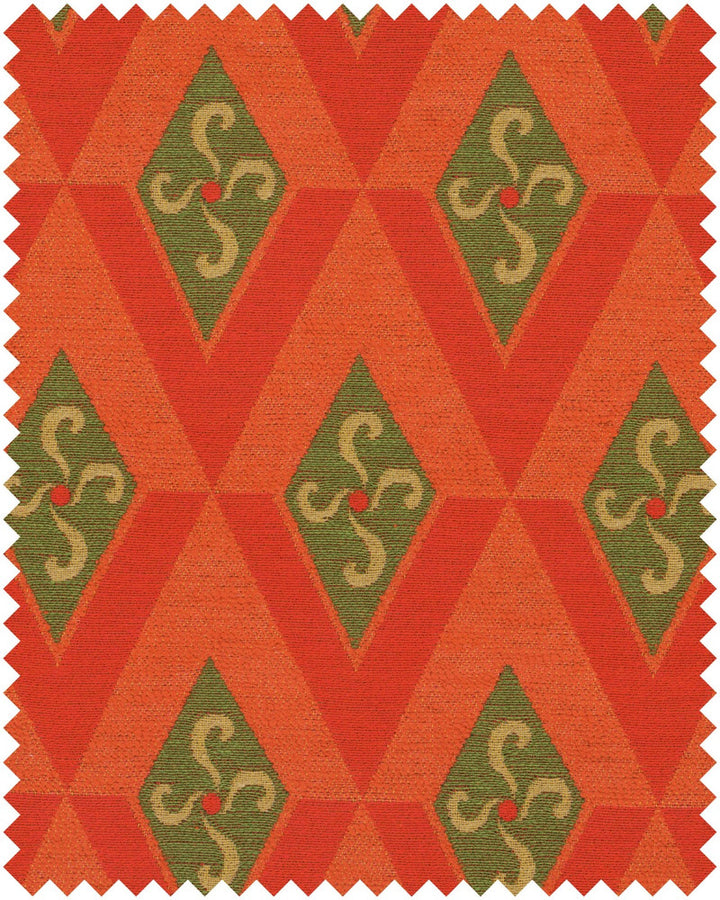 Mind The Gap Fabric CALAMOSCHE Woven Fabric (FB00138) | FB00138 | LA DOLCE VITA | Green, Ivory, Orange, Red | Fabric Carolina | https://www.fabriccarolina.com/