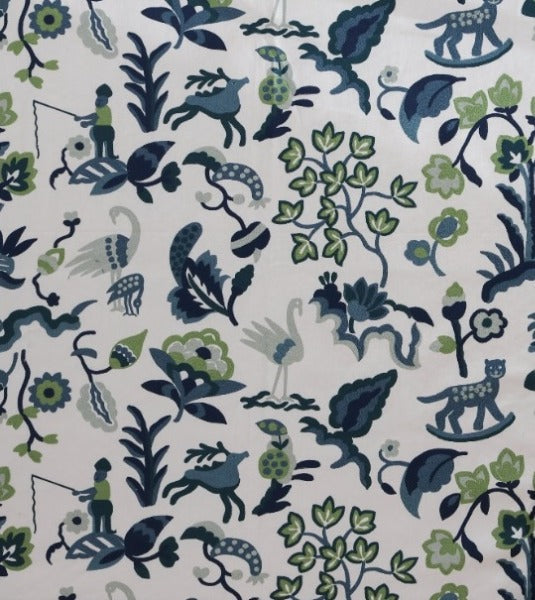 Carousel Peacock by Roth & Tompkins Fabric - 100% Cotton - India - 0-15,000 double rubs - V: 18.5"  H: 27" - 54" - Fabric Carolina -