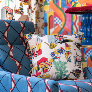 Mind The Gap Pillows CARRETTO DEL CIBO Embroidered Cushion (LC40257)