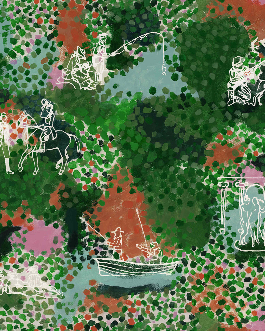 CASTLE'S GARDEN Verdant Green Wallpaper (WP20923) by Mind The Gap | WP20923 | TRANSYLVANIAN RHAPSODY | 3 rolls x 52 x 300 cm / 20.5 x 118.1 in | 0.52m / 20.5in | 3m / 118in | 4.68sqm / 50sq ft | L150cm / L59in | Green, Pink, Orange, Cream | Non-woven Textured | Paste the wall | 3 rolls in a box | Fabric Carolina | https://www.fabriccarolina.com/