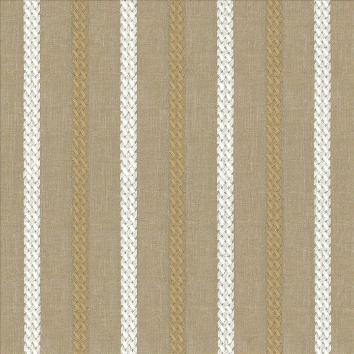 Celtic Stripe Taupe by Kasmir Designer Fabric 1443 100% Polyester Embroidery 100% Rayon INDIA 25,000 Wyzenbeek Double Rubs Horizontal: 4 2/8 inches and Vertical: 4/8 inches 54 - 55 - Swanky Fabrics -