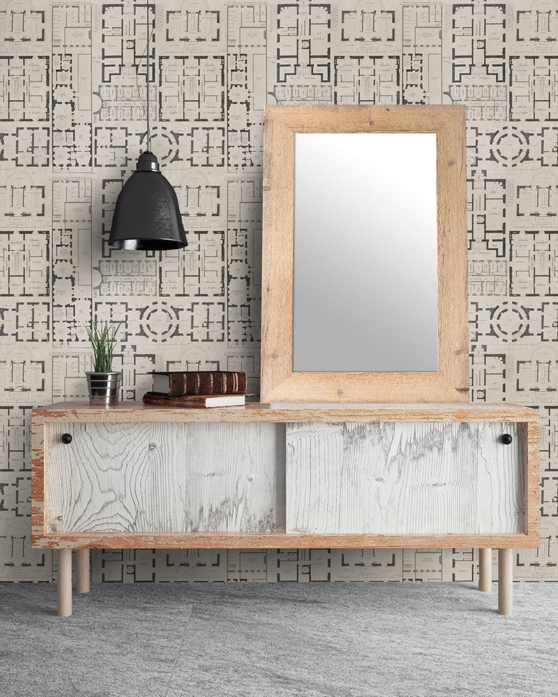 Chateau Taupe Premium Wallpaper by Mind the Gap Designer Wallpaper WALLPAPER DESIGNER COLLECTION Non-woven Made in Europe Paste the wall 3 rolls x 20.5 x 3.25 yards - Swanky Fabrics -