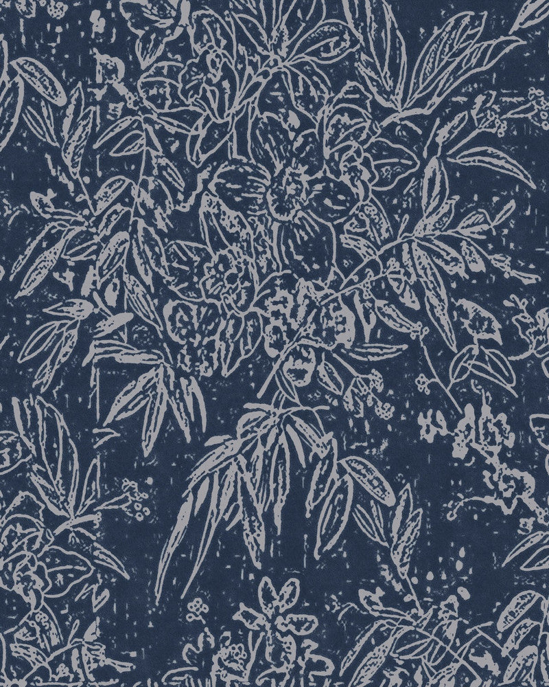 Mind The Gap Wallpaper CHERRY ORCHARD Indigo Wallpaper (WP30008) | WP30008 | TRANSYLVANIAN ROOTS | 1 roll x 20.5 x 393.7 in | 0.52m / 20.5in | 10m / 393.7in | 5.20mp | 52cm / 20.5in | Grey, Indigo | Satin Matte | Paste the wall | 1-roll in a box | Fabric Carolina | https://www.fabriccarolina.com/