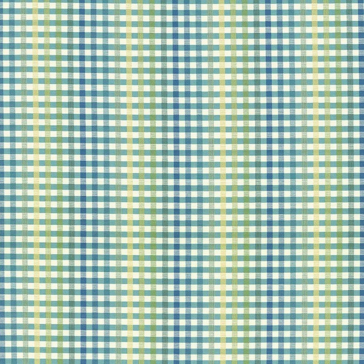 Chloe Check Cabana Blue  by Kasmir Designer Fabric 5073 55% Cotton
45% Polyester
 TAIWAN 25,000 Wyzenbeek Double Rubs Horizontal: 13 4/8 inches and Vertical: 1 inches 54  - Swanky Fabrics -
