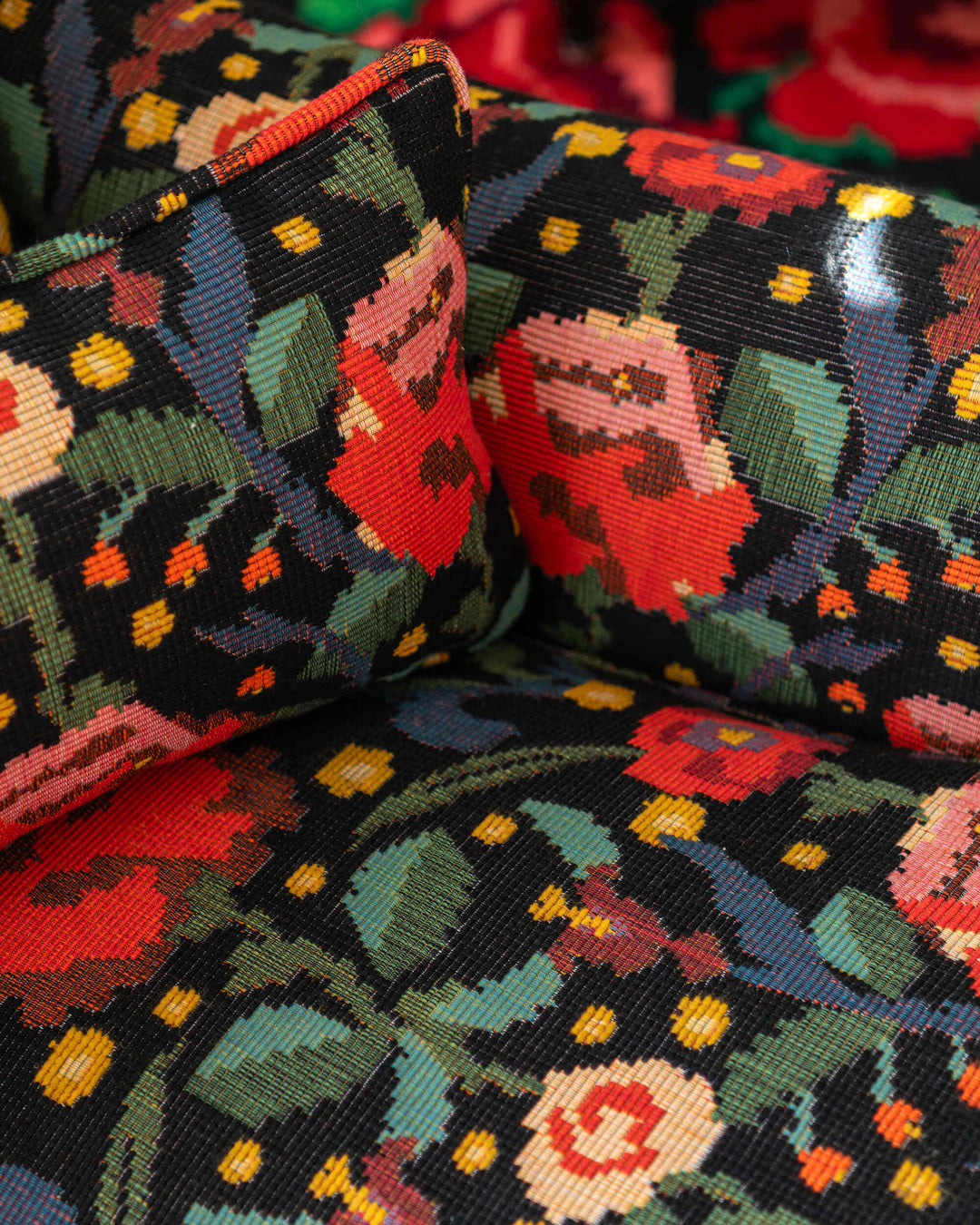 CLAUDINE Woven Fabric (FB00195) by Mind The Gap | FB00195 | TRANSYLVANIAN RHAPSODY | Black, Blue, Green, Red | Meter | 150(±5%)x100 | (W)37 x (L)43cm / (W)14.5 x (L)16.9 in | Tumble Wash | 29% Cotton, 50% Acrylic, Other Fibers | Fabric Carolina | https://www.fabriccarolina.com/