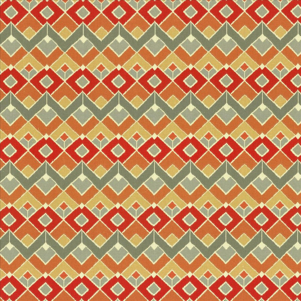Clooney Blaze by Kasmir Designer Fabric 5086 100% Cotton TURKMENISTAN 15,000 Wyzenbeek Double Rubs Horizontal: 2 4/8 inches and Vertical: 4 4/8 inches 54 - 55 - Swanky Fabrics -