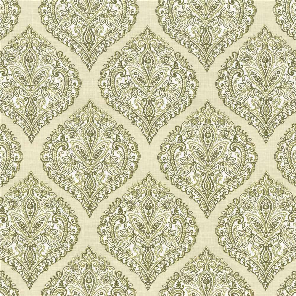 Copa Damask Moss by Kasmir Designer Fabric See sample 55% Linen
45% Rayon
 CHINA 15,000 Wyzenbeek Double Rubs </p><p>Repeat: Horizontal: 14 3/8 inches and Vertical: 14 5/8 inches 54 - Swanky Fabrics -