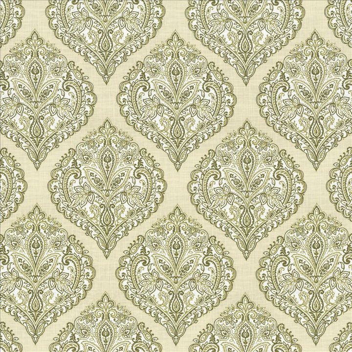 Copa Damask Moss by Kasmir Designer Fabric 5065 55% Linen
45% Rayon
 CHINA </p><p>Repeat: Horizontal: 14 3/8 inches and Vertical: 14 5/8 inches 54 - 55 - Swanky Fabrics -