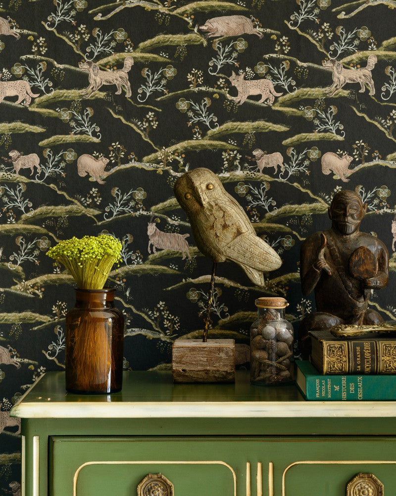 Countryside By Night Wallpaper by Mind the Gap Designer Wallpaper TRANSYLVANIAN ROOTS Textured Matte Made in Europe Paste the wall 3 rolls x 20.5 x 3.25 yards - Swanky Fabrics -